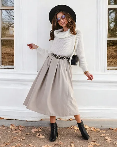 Fusta midi pentru femei de la Royalfashion a' la catifea