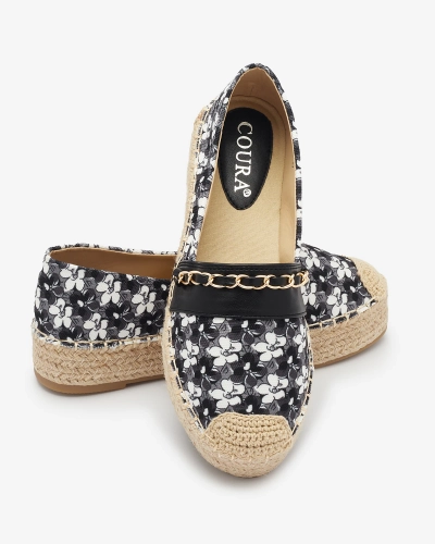 Espadrile florale negre Azzaxi- Footwear