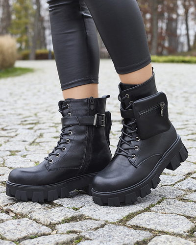 OUTLET Cizme bagger negre pentru femei cu husă Feffle- Footwear