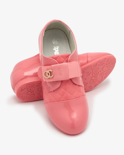 Pantofi pentru fete din piele ecologică matlasată, roz Werme- Footwear