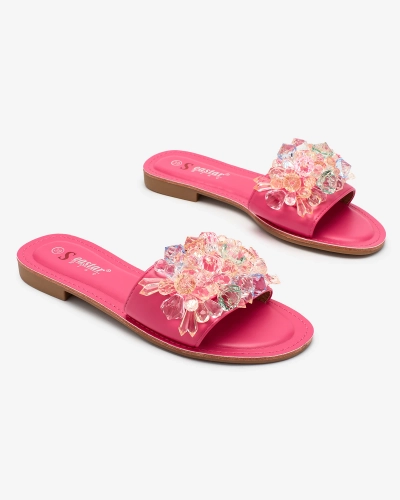 Royalfashion Flip-flops de damă Fuchsia cu cristale colorate Bling Breeze