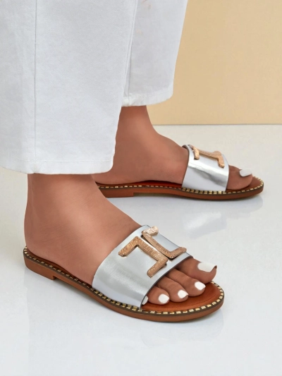 Royalfashion Papuci de damă din piele ecologică cu decor Gildra