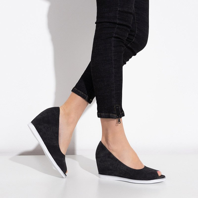 OUTLET Pene peep toe dama gri închis Kaqia - Pantofi