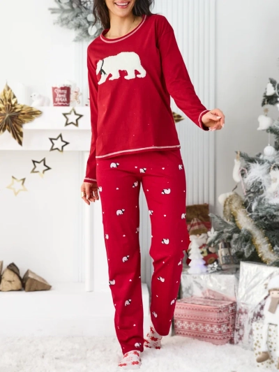 Pijamale de Crăciun din bumbac pentru femei Royalfashion cu urs polar