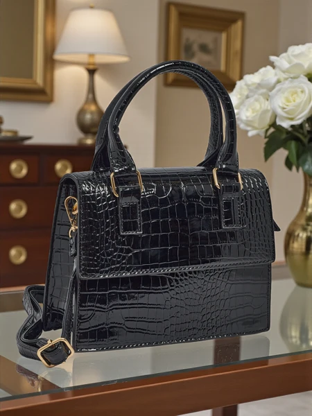 Geantă mică de damă lăcuită din piele ecologică Veluna