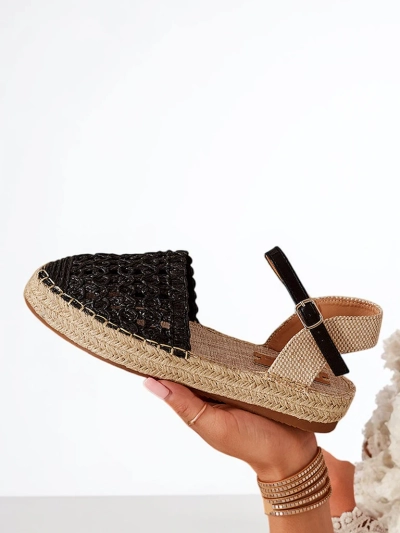 Espadrile negre pentru femei, cu un ajurat Triumf - Încălțăminte
