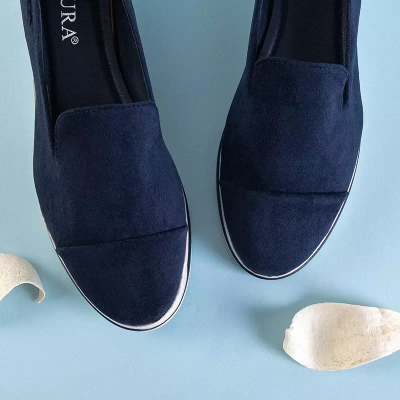 OUTLET Mocasini de dama bleumarin pe pană joasă Dardariel - Pantofi