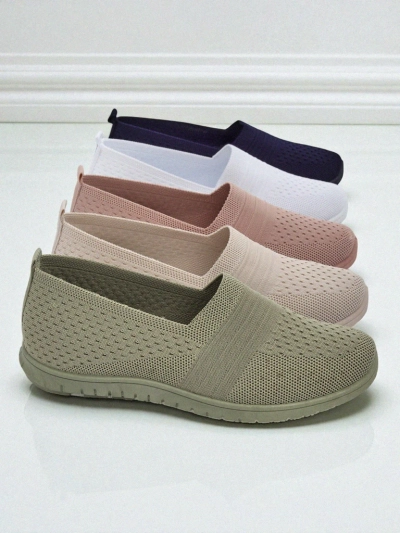 Gaia Verde dames mocassins - comfortabele groene stoffen schoenen met platte hak