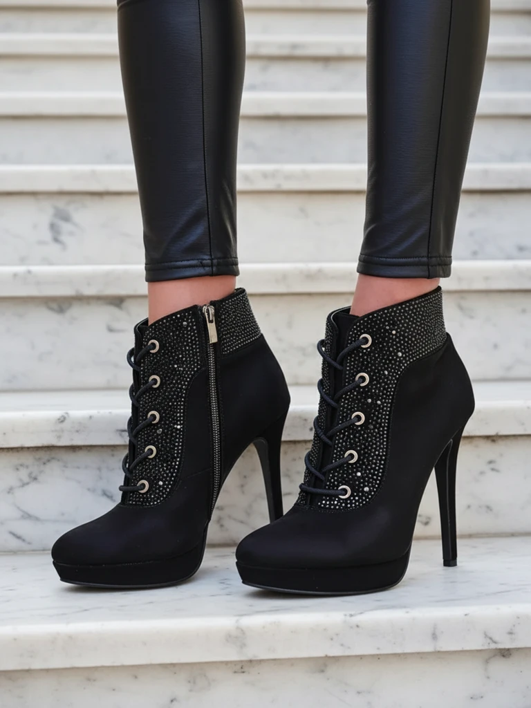 Royalfashion Botine cu toc pentru femei cu strasuri Efelolo