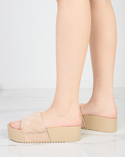 OUTLET Sandale de dama bej matlasate pe platforma Koriner - Incaltaminte