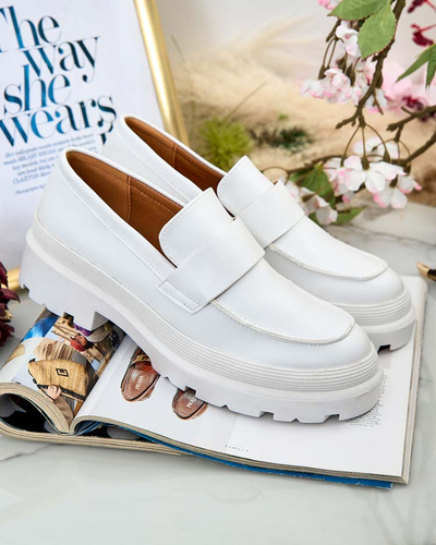 Mocasini Dama Aura Albi pe Platforma - Eleganti si Confortabili, Piele Eco