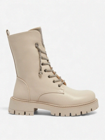 Botine de damă Farly din piele ecologică cu șireturi