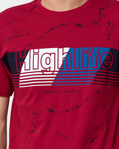 Tricou maro pentru bărbați cu imprimeu - Îmbrăcăminte