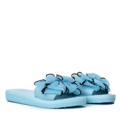 Niebieskie klapki z kokardką Assemini - Obuwie