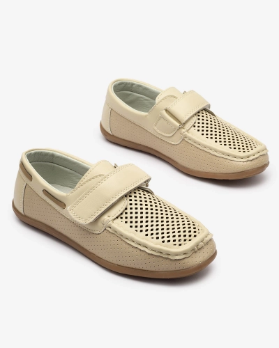 Mocasini traforați pentru copii, bej Nexxc- Footwear