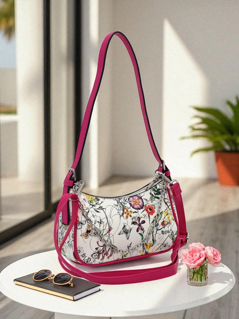 Royalfashion Geantă mică de damă din piele ecologică cu model floral Lily Bloom