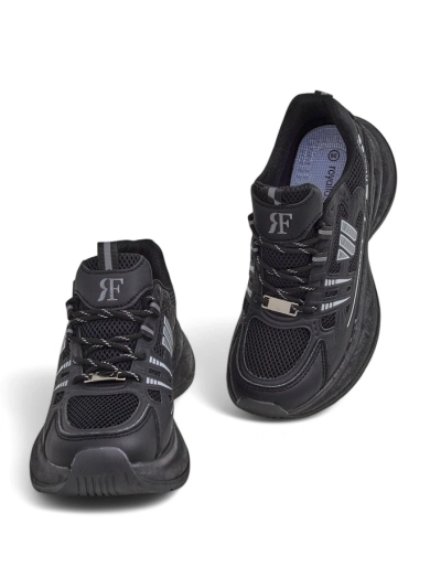 Pantofi sport de damă Royalfashion Hypatia negri cu toc plat de 5 cm
