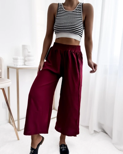 Royalfashion Pantaloni culotte 7/8 de damă maro