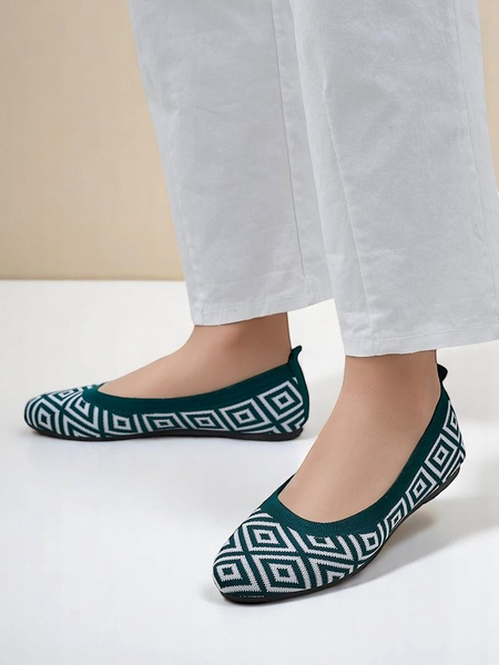 Royalfashion Balerini de damă din material textil cu imprimeu geometric Metric