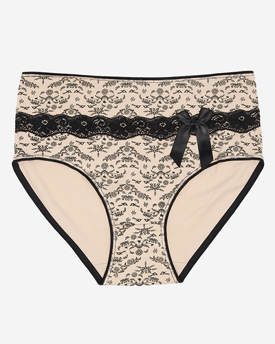 Chiloți de damă cu imprimeu, culoare bej PLUS SIZE- Lenjerie intimă