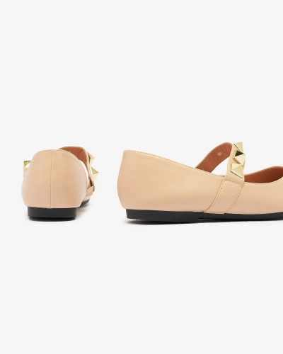 Balerini bej cu toc plat pentru femei, cu cuier Dejika - Încălțăminte