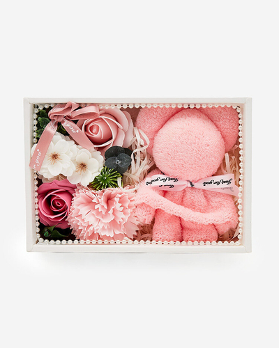 Royalfashion Flowerbox Flori într-o cutie cu un ursuleț de pluș