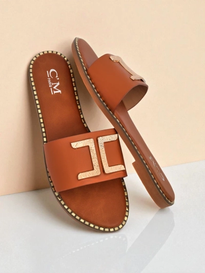 Royalfashion Papuci de damă din piele ecologică cu decorațiune Gildra