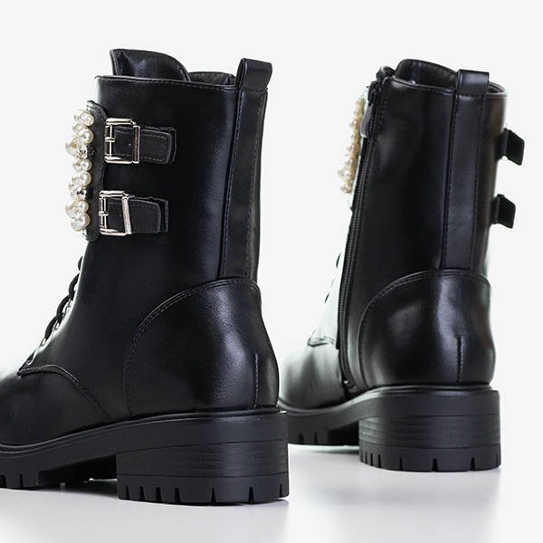 Czarne workery z ozdobami Foga - Obuwie