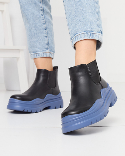 Cizme negre de damă cu slip-on pe talpă Beja mov - Încălțăminte