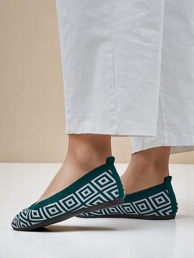 Royalfashion Balerini de damă din material textil cu imprimeu geometric Metric