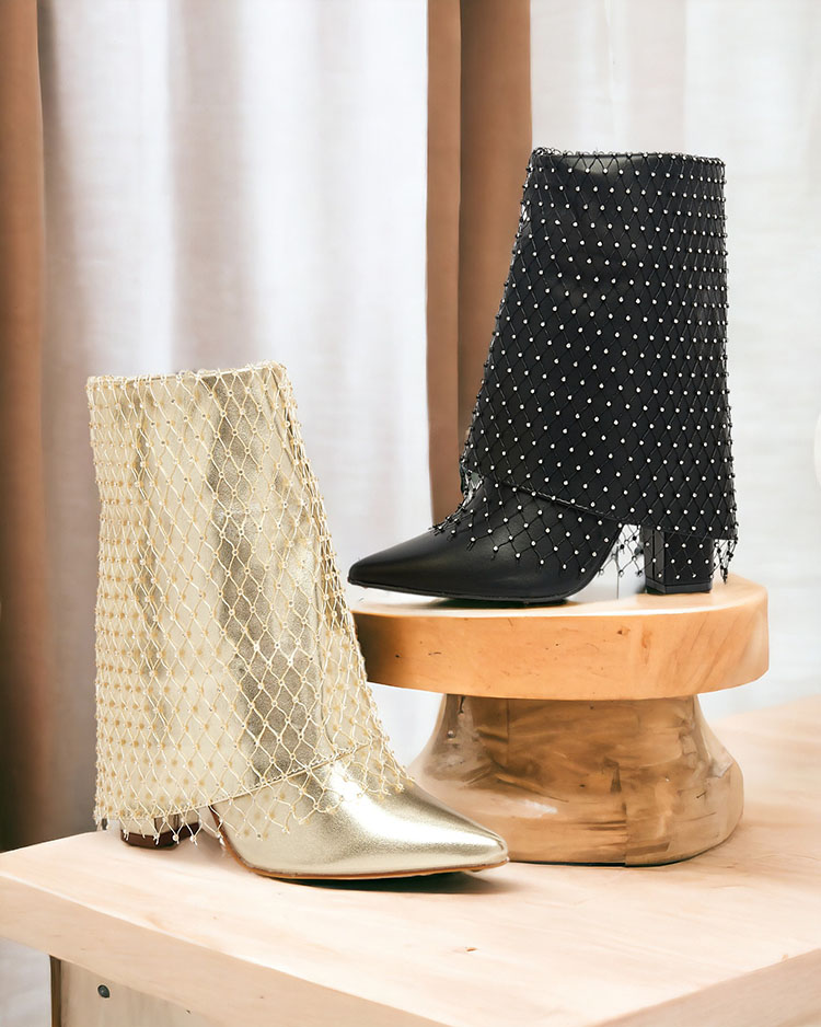 Royalfashion Cizme de damă cu plasă ornamentată Siamondes