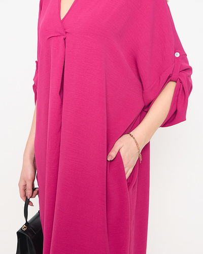 Rochie midi oversize dama fuchsia - Imbracaminte