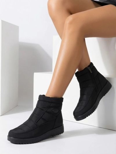 Botine Dama Athena Negre Din Material Textil Pentru Toamna si Iarna