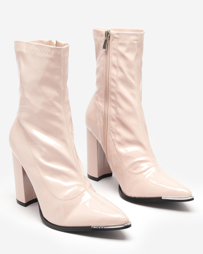 OUTLET Cizme stiletto lăcuite bej pentru femei Rekifa - Încălțăminte