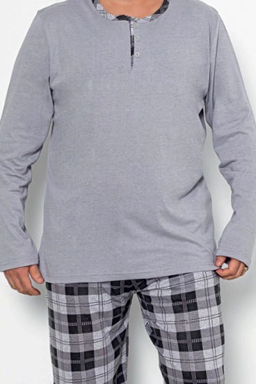 Royalfashion Pijamale bărbați din bumbac în carouri PLUS SIZE
