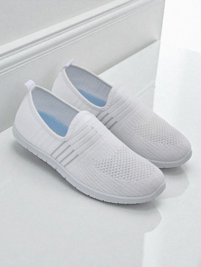 Damskie biale slip-ony Tkanina Callisto – lekkie buty na wiosne i lato