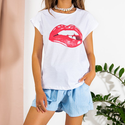 Tricou imprimat alb pentru femei - Îmbrăcăminte