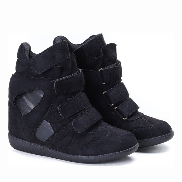 Czarne sneakersy na koturnie Barbra - Obuwie