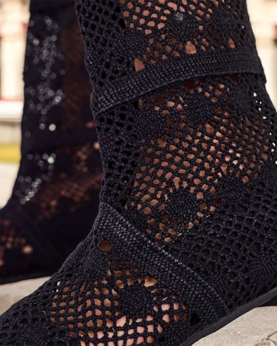 Royalfashion Cizme întredeschise până la genunchi pentru femei Corinu