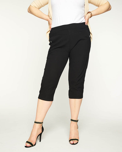 Pantaloni scurți negri din țesătură 3/4 PLUS SIZE pentru damă - Îmbrăcăminte