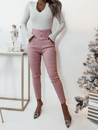 Royalfashion Pantaloni teggings roz pentru femei
