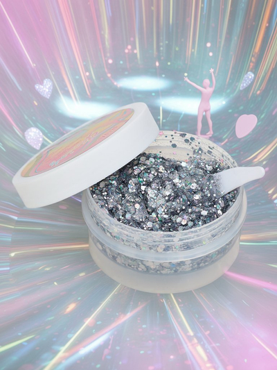 Gel cu sclipici pentru decorarea feței, culoare argintie