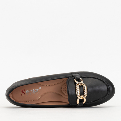 Mocasini negri din piele ecologica de dama Zolli- Pantofi