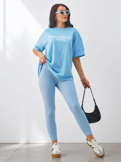 Set Royalfashion din bumbac pentru femei, cu mâneci scurte și colanți