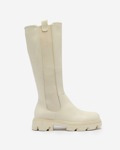 Cizme cremă pentru femei cu talpă medie Vebissa- Footwear