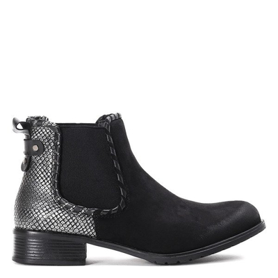 Czarne sztyblety ze zwierzęcym tłoczeniem Georgette  - Obuwie