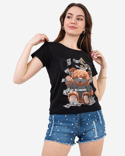 Tricou de dama negru cu imprimeu MISIA- Imbracaminte