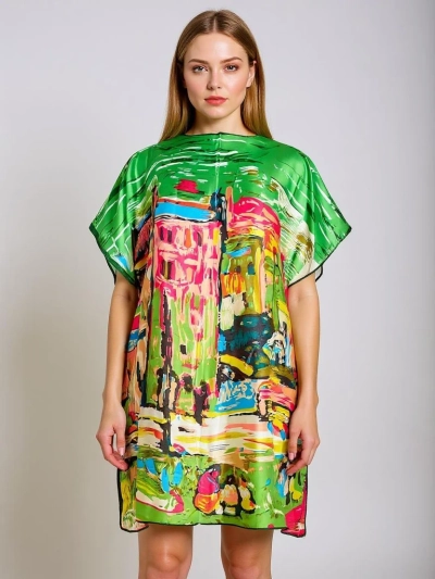 Pareo Athenia Verde by Royalfashion – kolorowa sukienka z poliestru do kolan