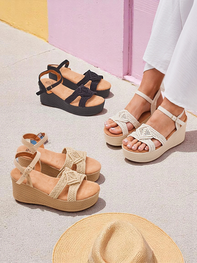 Royalfashion Sandale cu platformă pentru femei împletite Sunny Day