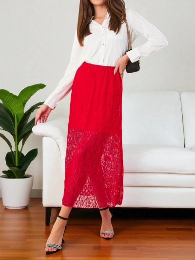 Fusta midi pentru femei Royalfashion cu dantelă